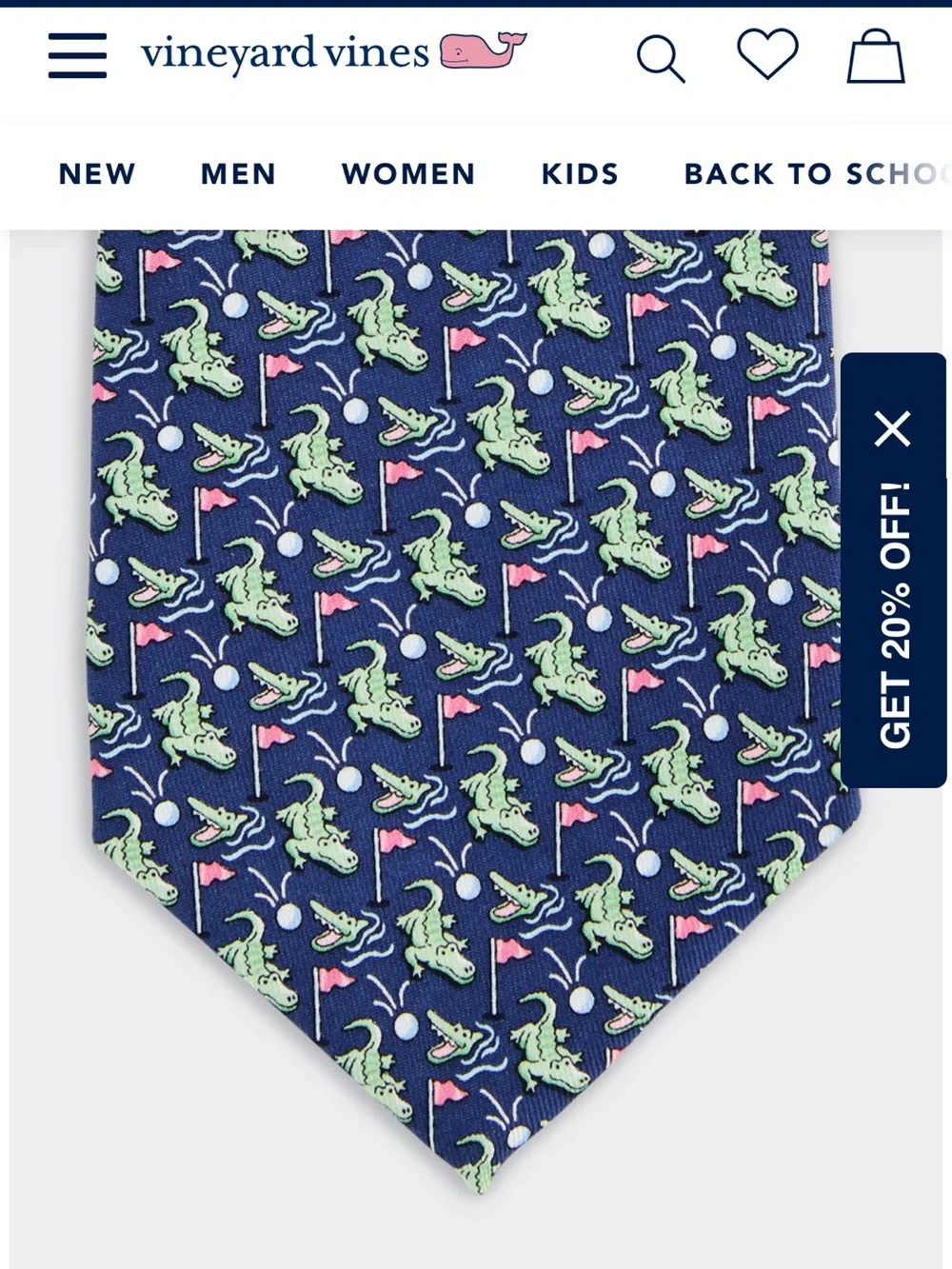 Vineyard Vines Mens Navy Alligator Golf Tie- 58 inch- never worn!